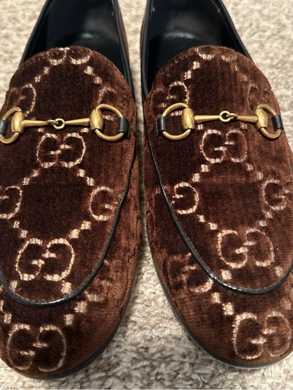 Authentic Gucci Brown Velvet Horsebit Loafers - Picture 8 of 9